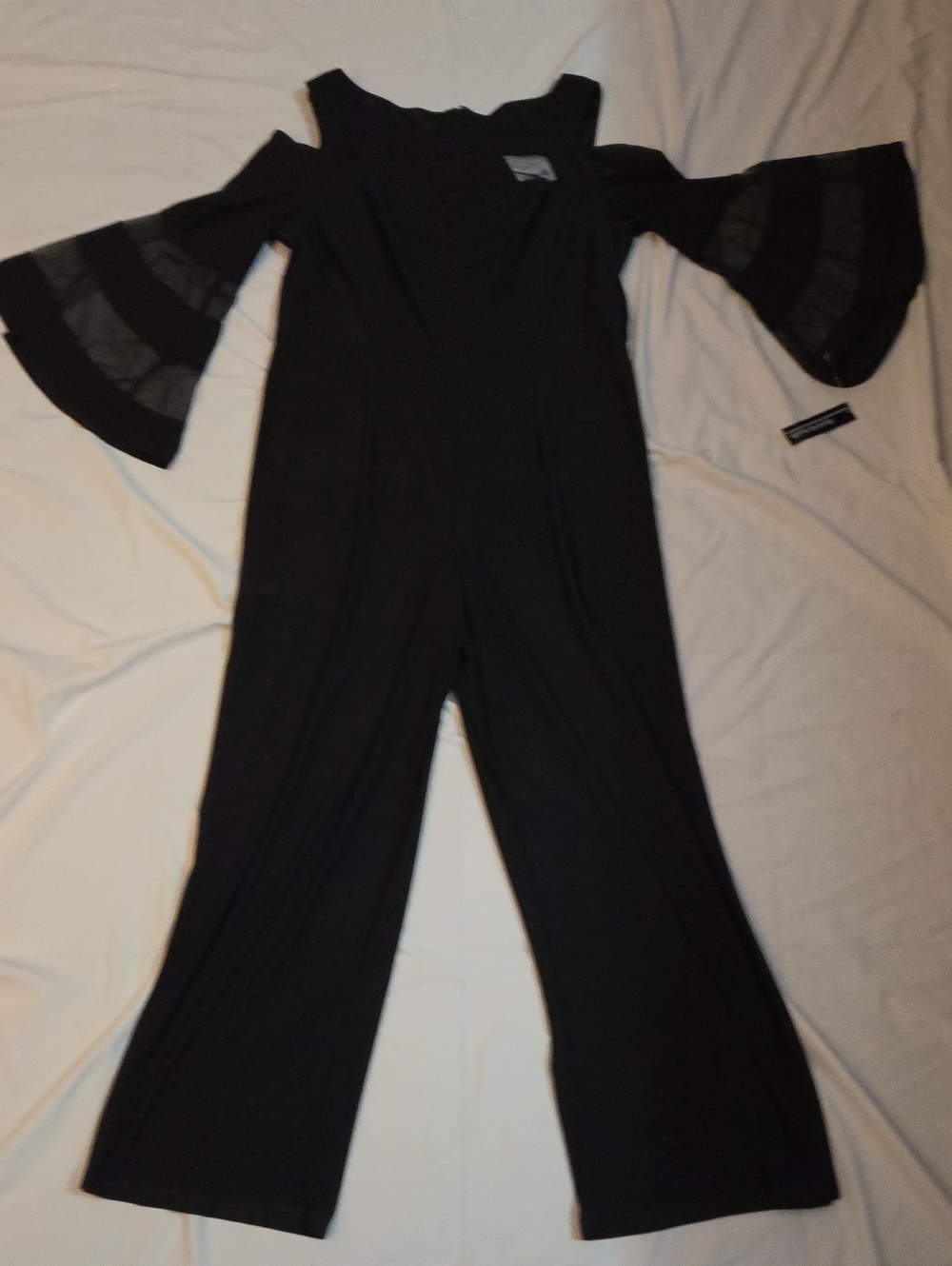 Black Cold-Shoulder Wide-Leg Jumpsuit